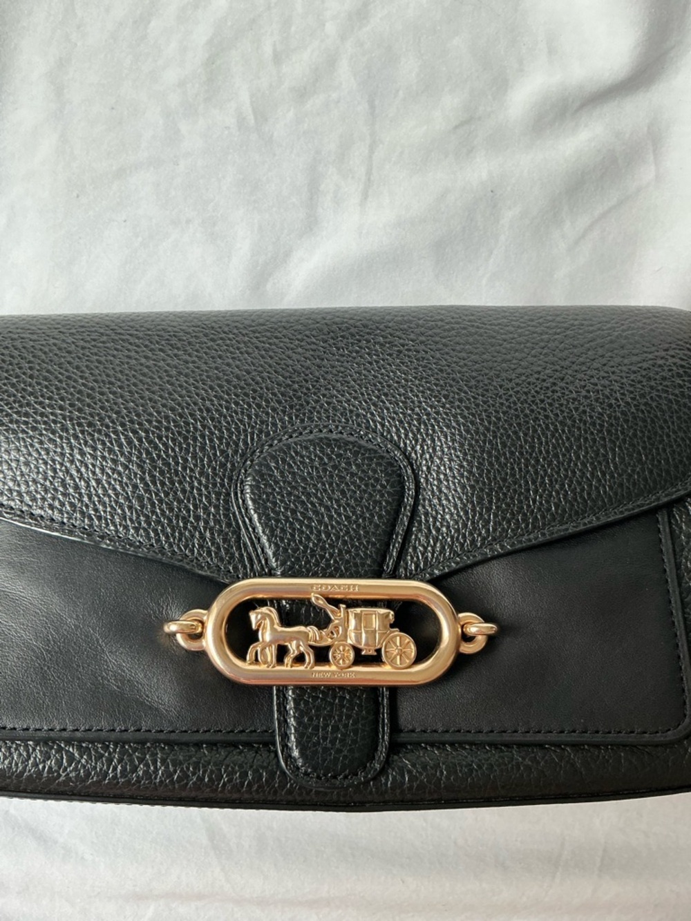 Coach Black Leather Shoulder Bag with Gold Hardware - Picture 7 of 8
